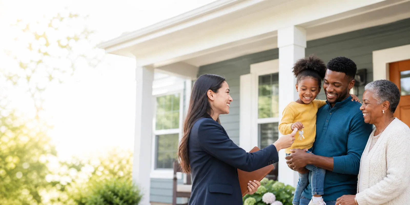 A family gets the keys to a new home.