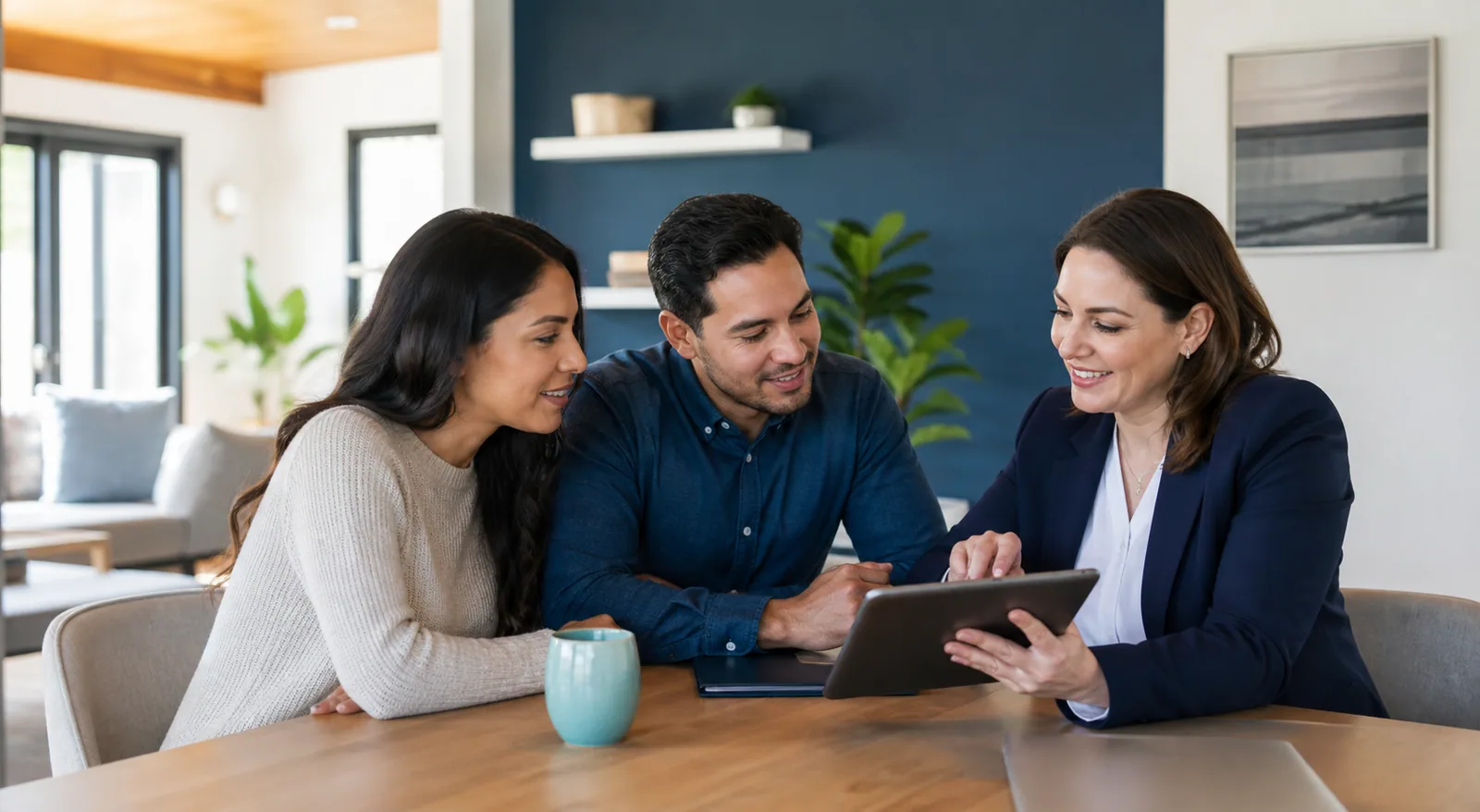 A loan officer helps a couple make a home loan plan.